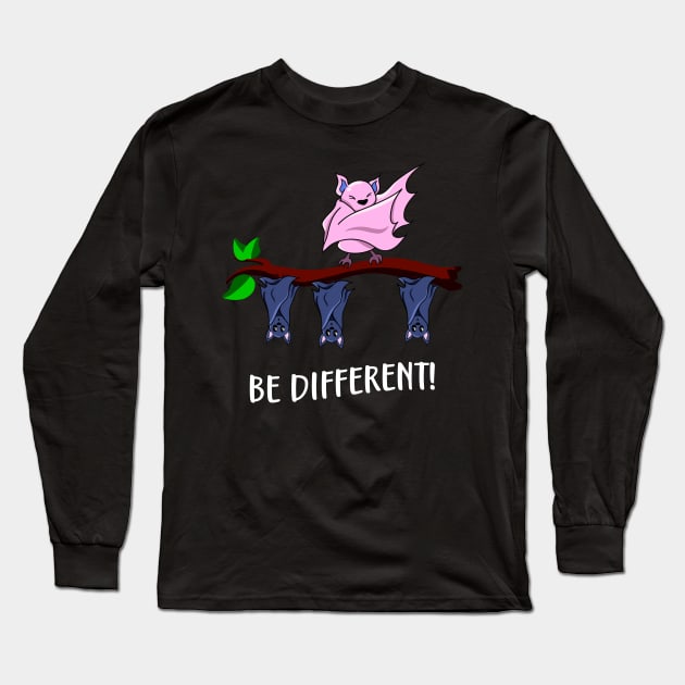 Dare to Be Different Funny Dabbing Bat Fun Long Sleeve T-Shirt by Foxxy Merch